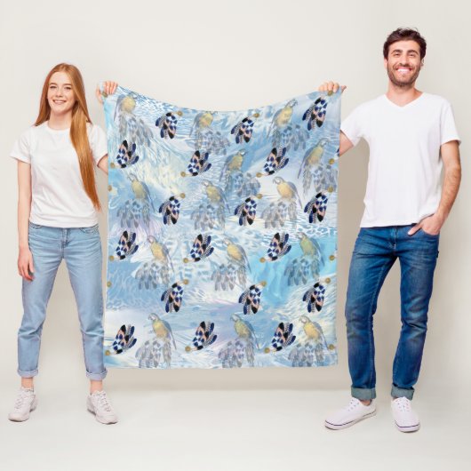 Exotic Parrot Bird Tone Feathers Fleece Deken (In situ)