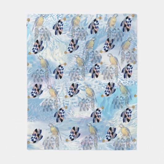 Exotic Parrot Bird Tone Feathers Fleece Deken (Voorkant)