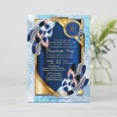 Exotic-Parrot Blue tone feathers Bachelorette Kaart (Staand voorkant)