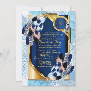 Exotic-Parrot Blue tone feathers Bachelorette Kaart