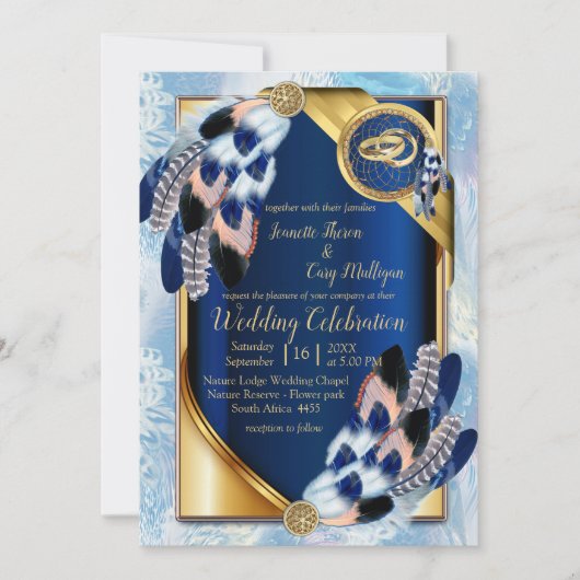 Exotic-Parrot Blue tone veer bruiloft Kaart (Voorkant)