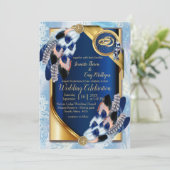 Exotic-Parrot Blue tone veer bruiloft Kaart (Staand voorkant)