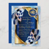 Exotic-Parrot Blue tone veer bruiloft Kaart (Voorkant / Achterkant)