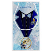 Exotic-Parrot Blue tone veren Gift Bag Klein Cadeauzakje (Achterkant)