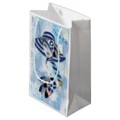 Exotic-Parrot Blue tone veren Gift Bag Klein Cadeauzakje (Voorkant Gekanteld)