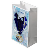 Exotic-Parrot Blue tone veren Gift Bag Klein Cadeauzakje (Achterkant Gekanteld)