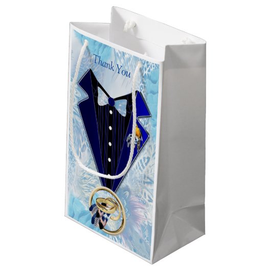 Exotic-Parrot Blue tone veren Gift Bag Klein Cadeauzakje (Achterkant Gekanteld)