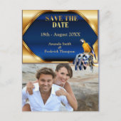 Exotic-Parrot Blue tone veren Save the Dates Aankondigingskaart (Voorkant)