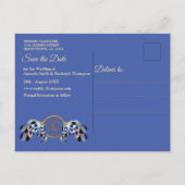 Exotic-Parrot Blue tone veren Save the Dates Aankondigingskaart (Achterkant)