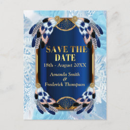 Exotic-Parrot Blue tone veren sparen de Dates Aankondigingskaart