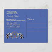 Exotic-Parrot Blue tone veren sparen de Dates Aankondigingskaart (Achterkant)