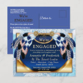 Exotic-Parrot Blue tone veren Verloving Uitnodiging Briefkaart (Voorkant / Achterkant)