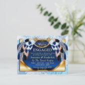 Exotic-Parrot Blue tone veren Verloving Uitnodiging Briefkaart (Staand voorkant)