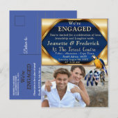Exotic-Parrot Blue tone veren Verloving Uitnodiging Briefkaart (Voorkant / Achterkant)