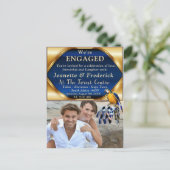 Exotic-Parrot Blue tone veren Verloving Uitnodiging Briefkaart (Staand voorkant)