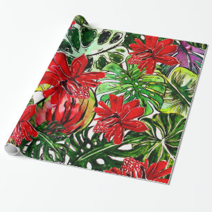 Exotic Passiflora Flowers Oerwoud Waterverf Patter Cadeaupapier