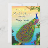 Exotic Peacock Bridal Shower Invitation Kaart (Voorkant)
