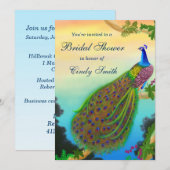 Exotic Peacock Bridal Shower Invitation Kaart (Voorkant / Achterkant)