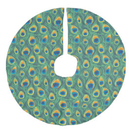 Exotic Peacock Feather Pattern Jewel groen Imitatie Linnen Kerstboom Rok