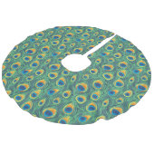 Exotic Peacock Feather Pattern Jewel groen Imitatie Linnen Kerstboom Rok (Gekanteld)