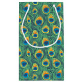 Exotic Peacock Feather Pattern Jewel groen Klein Cadeauzakje (Achterkant)