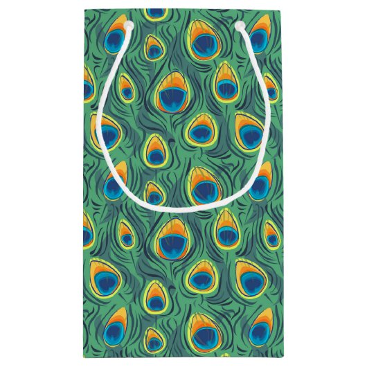 Exotic Peacock Feather Pattern Jewel groen Klein Cadeauzakje (Achterkant)