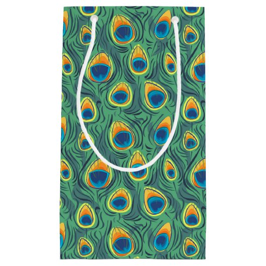 Exotic Peacock Feather Pattern Jewel groen Klein Cadeauzakje (Voorkant)