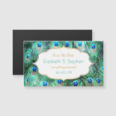 Exotic Peacock Feathers w/Lijst Save the Date (Voorkant / Achterkant)