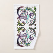 Exotic Peacock PurpleTurquoise Scroll Chinoiserie Bad Handdoek (Handdoek)