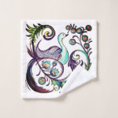 Exotic Peacock PurpleTurquoise Scroll Chinoiserie Bad Handdoek (Wasdoekje)