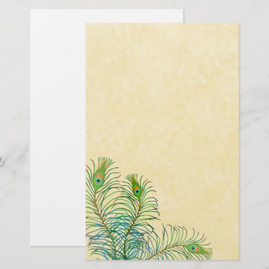 Exotic Peafowl Feathers Stationery Briefpapier (Voorkant / Achterkant)