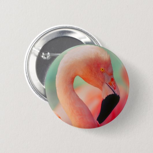 Exotic Pink Flamingo Bird Button (Voorkant /achterkant)