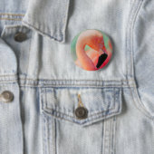 Exotic Pink Flamingo Bird Button (In situ)