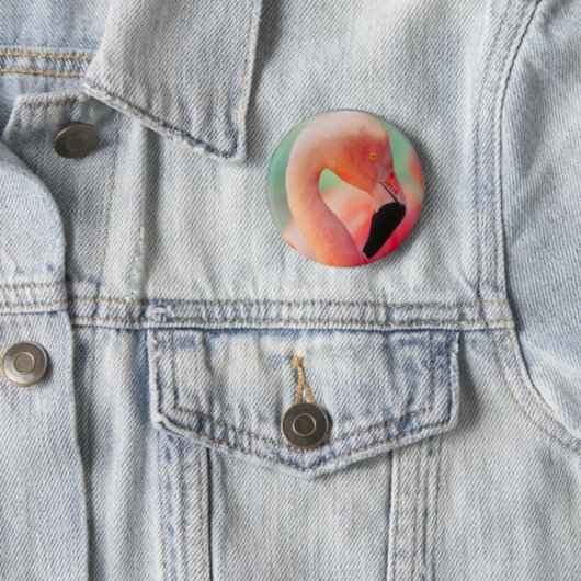 Exotic Pink Flamingo Bird Button (In situ)
