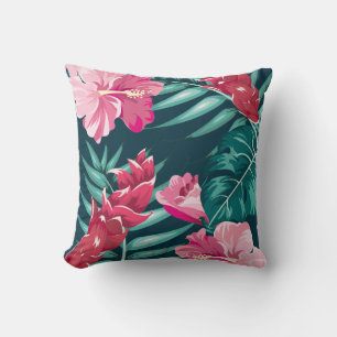 Exotic Pink Flowers Monogram Kussen