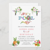 Exotic Pink Hibiscus Hummingbird 5th Birthday Kaart (Voorkant / Achterkant)