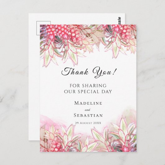 Exotic Pink Pineapples Blush Weddenschap Hartelijk Briefkaart (Voorkant / Achterkant)