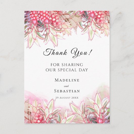 Exotic Pink Pineapples Blush Weddenschap Hartelijk Briefkaart (Voorkant)