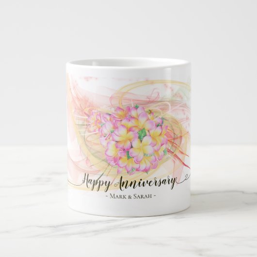 Exotic Plumeria Flower Abstract Art Calligraphy Grote Koffiekop (Voorkant)