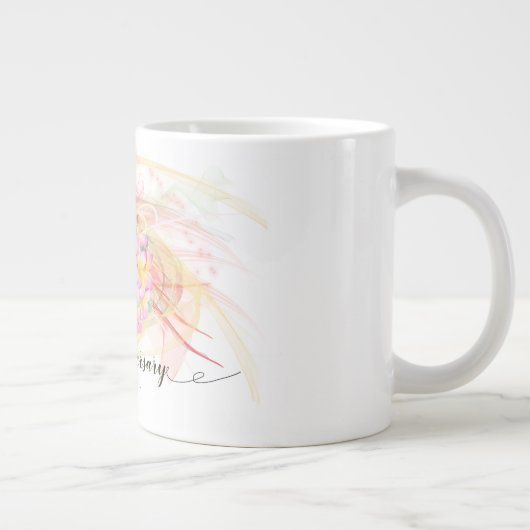 Exotic Plumeria Flower Abstract Art Calligraphy Grote Koffiekop (Rechts)