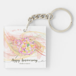 Exotic Plumeria Flower Abstract Art Calligraphy Sleutelhanger