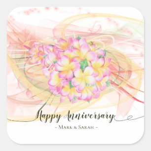 Exotic Plumeria Flower Abstract Art Calligraphy Vierkante Sticker