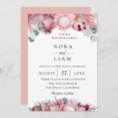 Exotic Protea Floral Wedding Kaart (Voorkant / Achterkant)