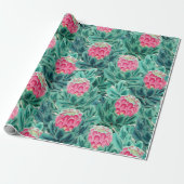 Exotic Protea Flowers Pattern Cadeaupapier (Uitgerold)