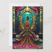 Exotic Quinceanera 15e Verjaardag Blauwgroen Goud  Kaart (Voorkant)