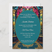 Exotic Quinceanera 15e Verjaardag Blauwgroen Goud  Kaart (Achterkant)