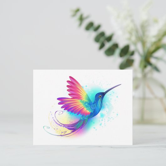 Exotic Rainbow Hummingbird Aankondigingskaart (Staand voorkant)