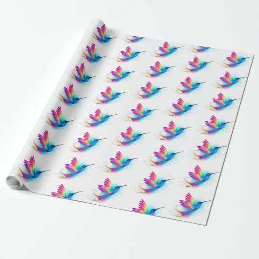 Exotic Rainbow Hummingbird Cadeaupapier (Uitgerold)
