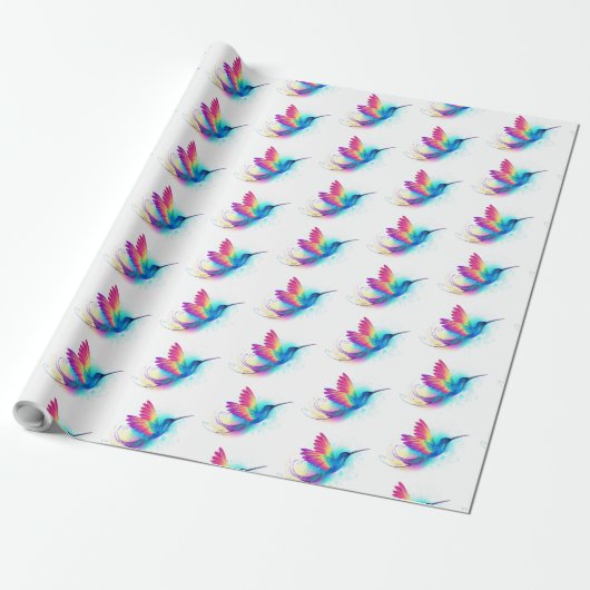 Exotic Rainbow Hummingbird Cadeaupapier (Uitgerold)