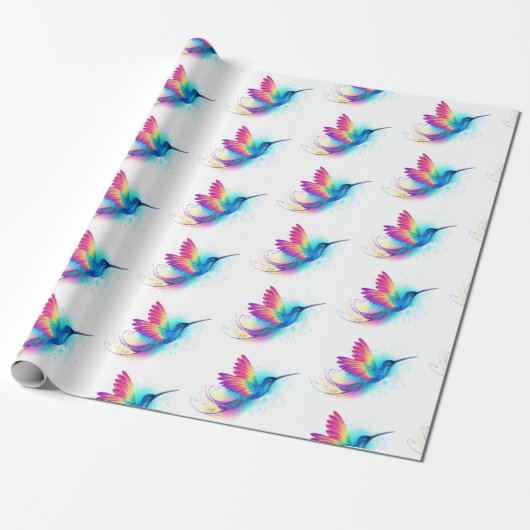 Exotic Rainbow Hummingbird Cadeaupapier (Uitgerold)